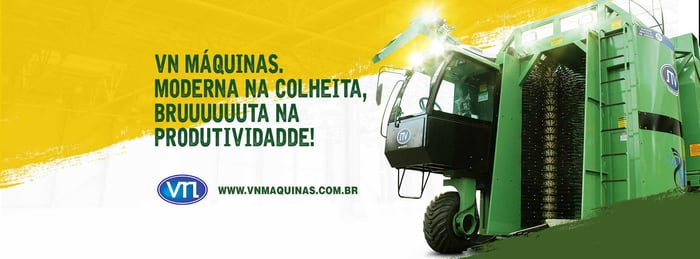Outdor VN Máquinas com conceito Bruta na colheita, moderna na produtividade veiculado durante o ano de 2017 junto com outros layouts diversificando a mensagem e reforçando o conceito.